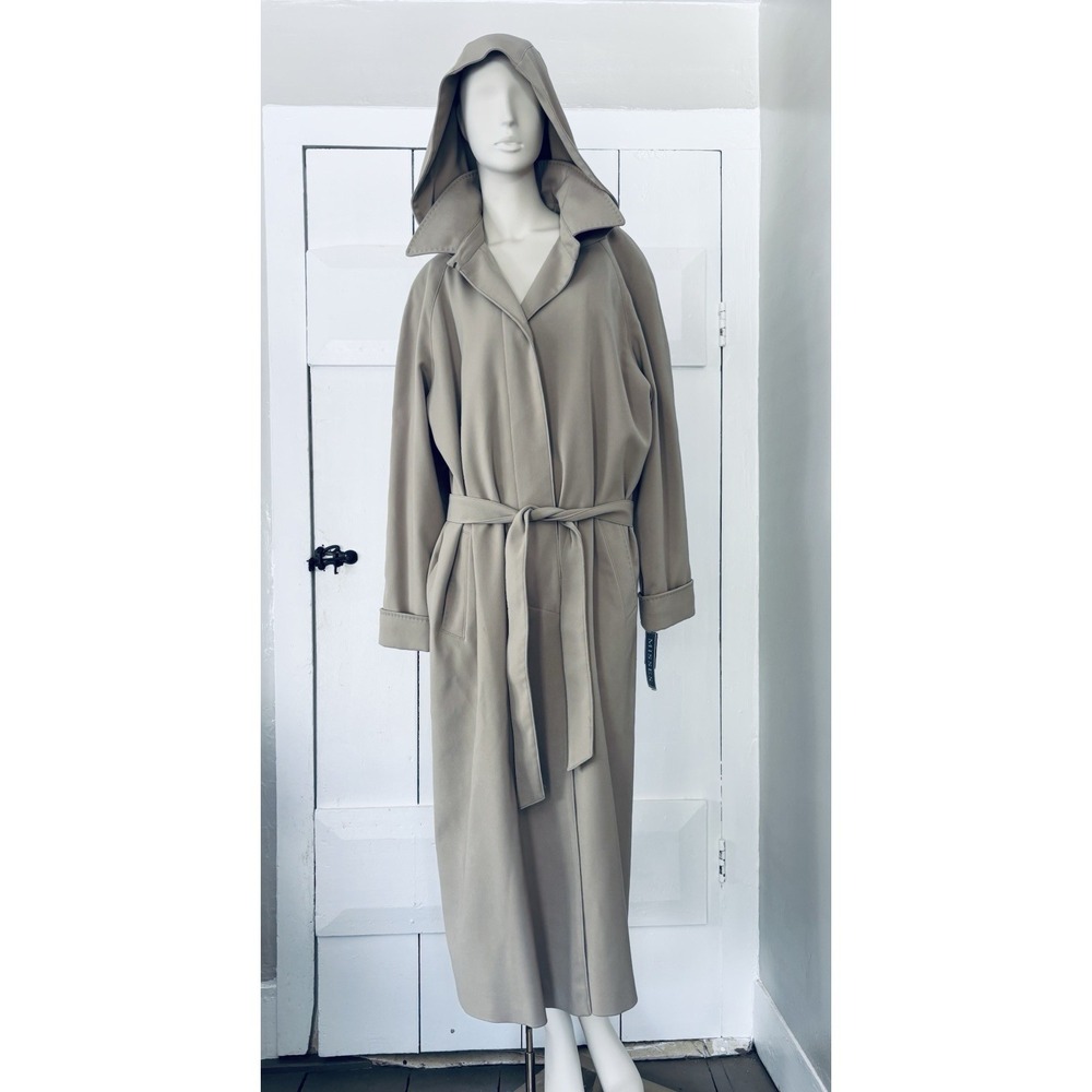 Vintage Sears Canvas Long Trench Coat Women's XL Stone Button Lined Pockets NWT